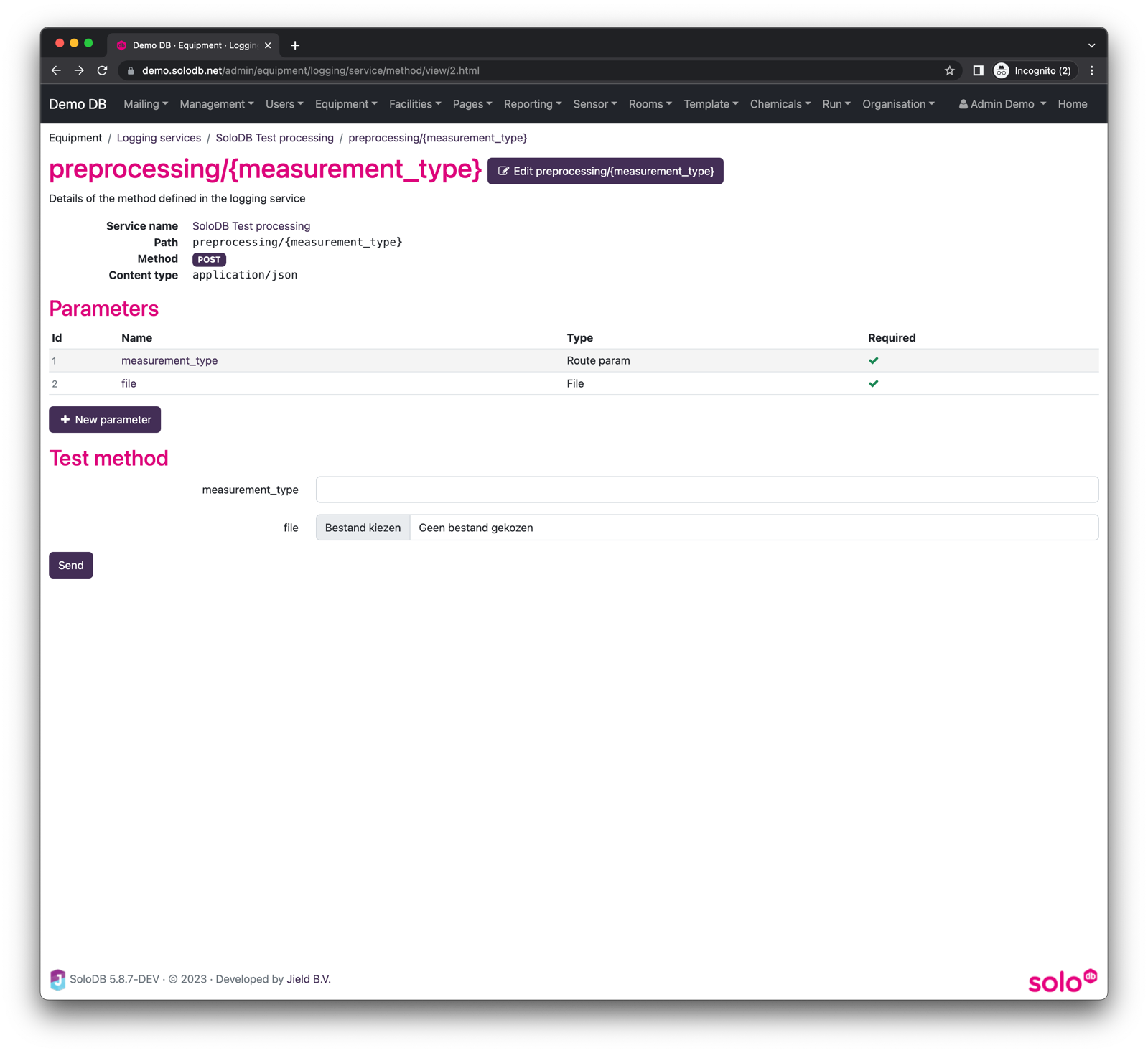 Detailed information a service
method in the logging service