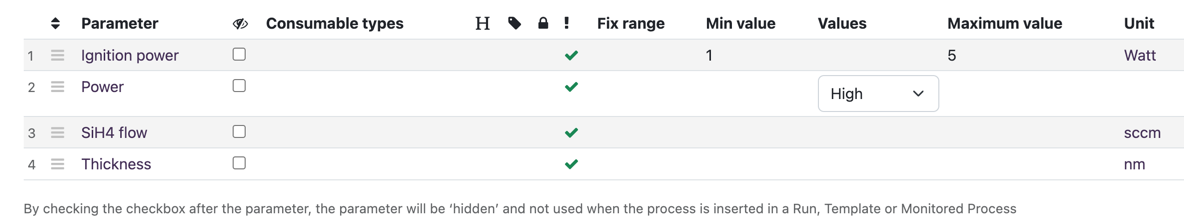 Image
showing how process parameters controlled by the equipment module can be changed